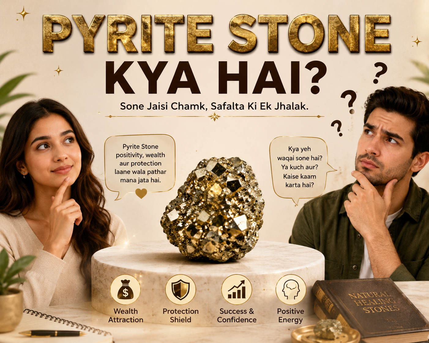 Pyrite Stone kya hai – sone jaisi chamk wala iron sulfide crystal for wealth aur protection – Suyagya India